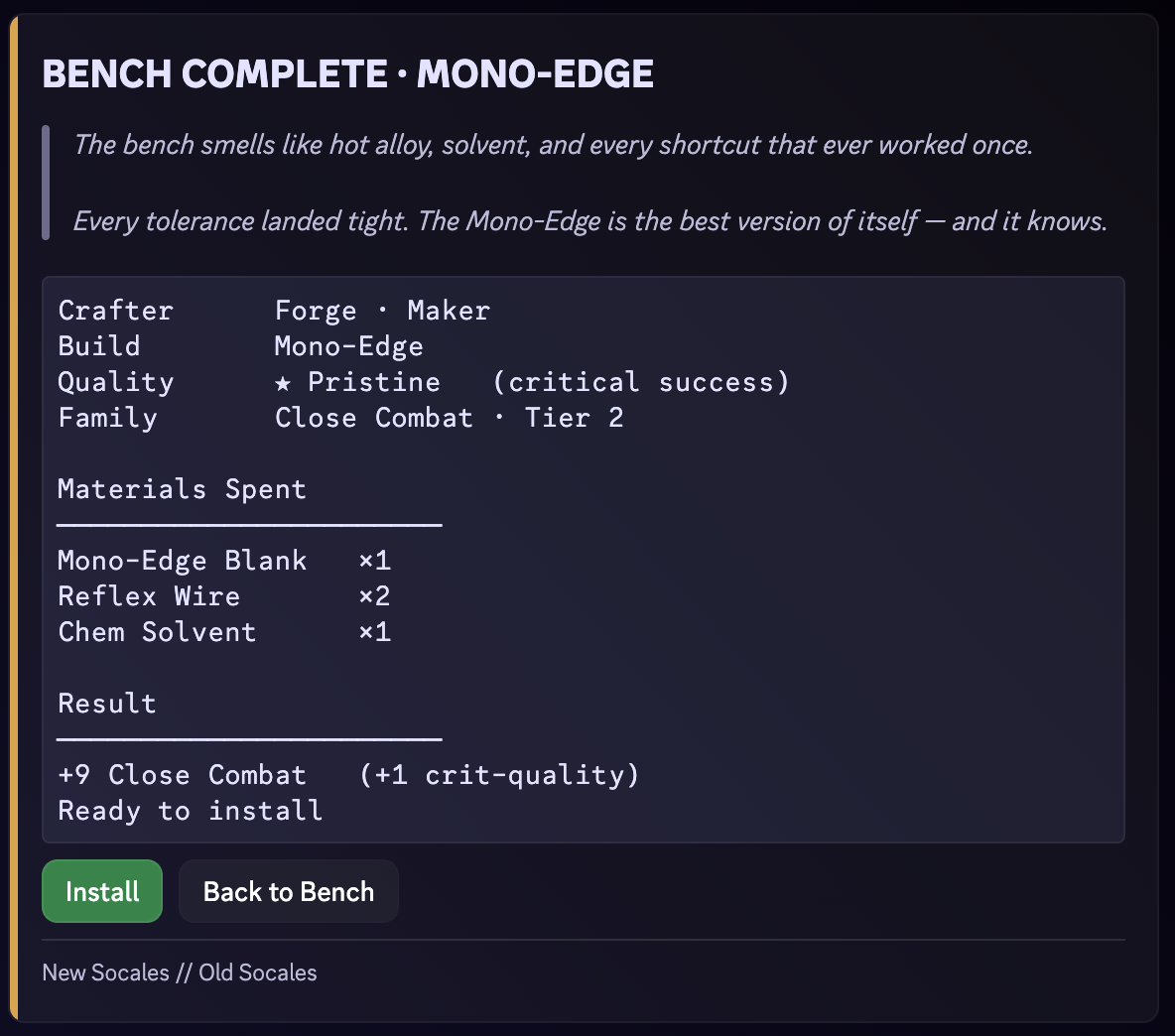 The Workbench gameplay screen. A text description follows.